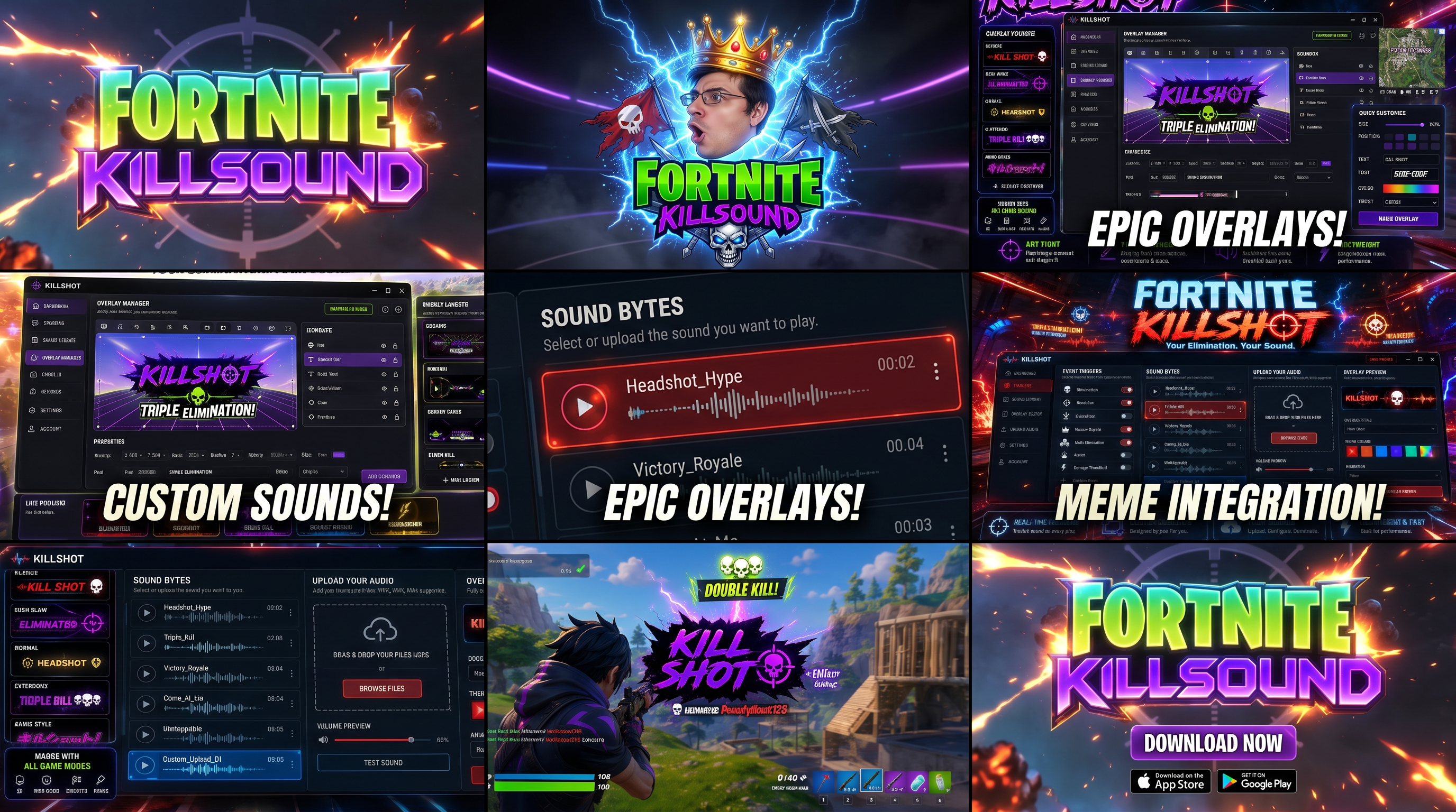 Meme integration showing custom overlays and sound bytes